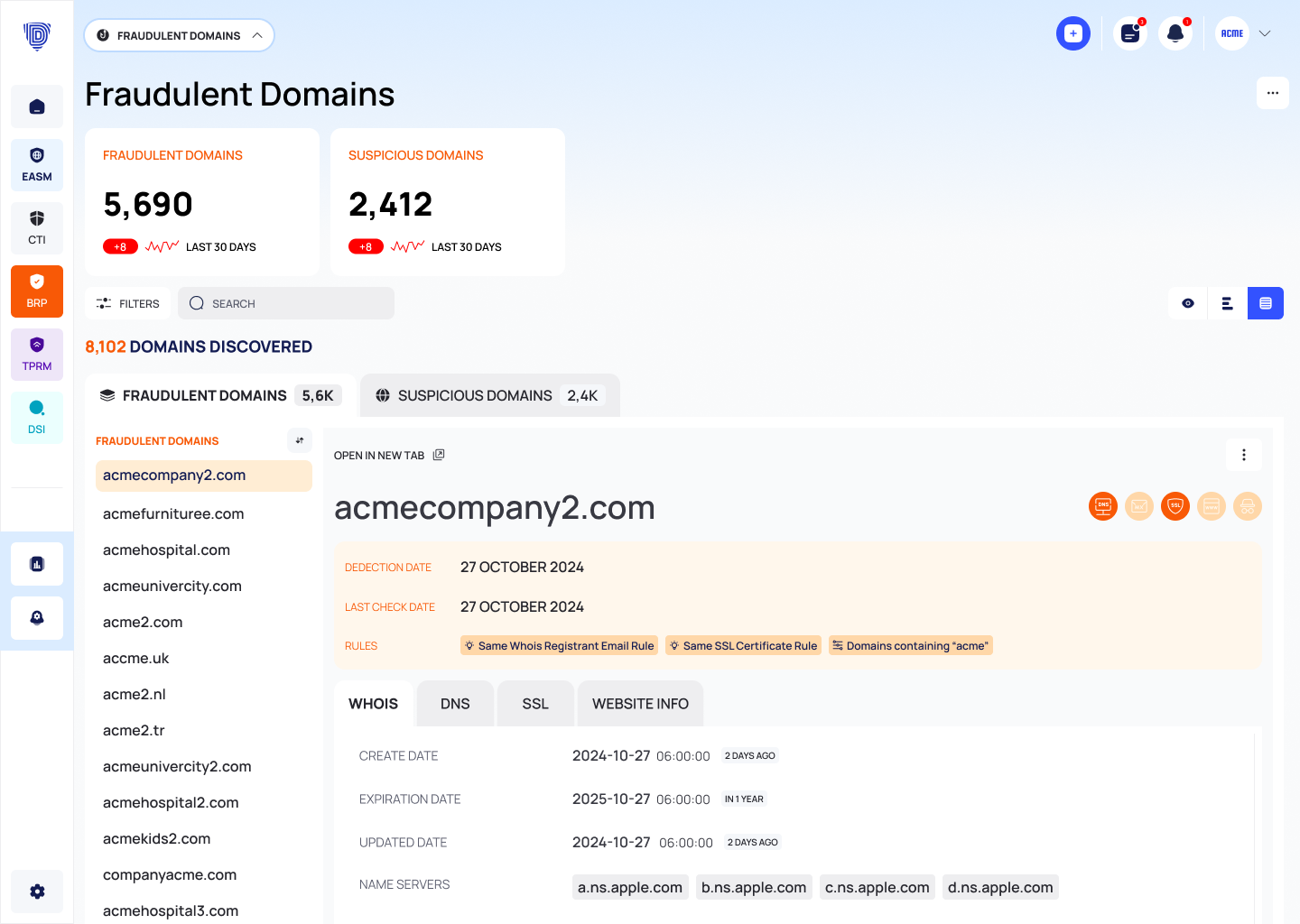 Deepinfo BRP module screenshot